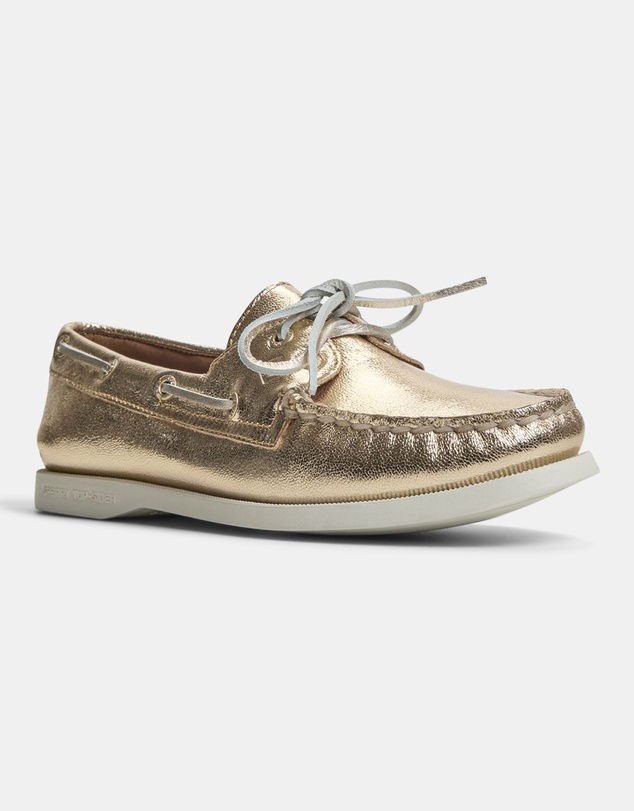Sperry - A/O 2-Eye Leather Crinkle Gold- Women's