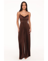 Petal & Pup - Angelique Pleated Jumpsuit - Chocolate Brown