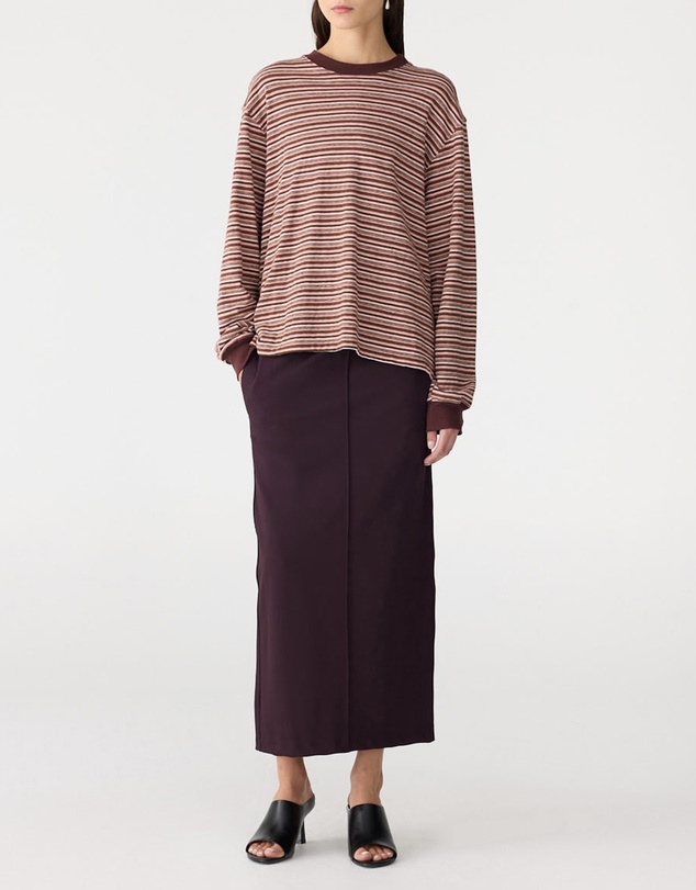 Bassike - Stripe Slouch LS T-Shirt