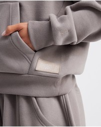Upstate - Plush Cropped Half Zip Hoodie - Cinder