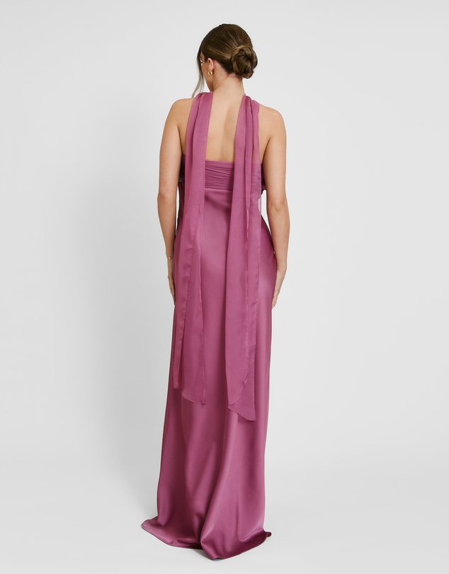 Six Stories - Chiffon Bandeau Satin Maxi Dress