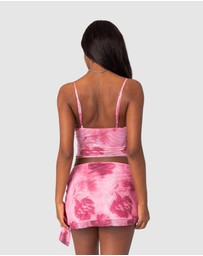 EDIKTED - Wanda Printed Mesh Ruffled Tank Top