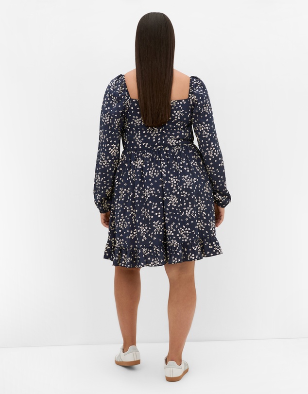 City Chic - Lilly Long Sleeve Print Mini Dress