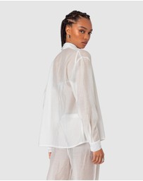 EDIKTED - Breezy Oversized Sheer Button Up Shirt