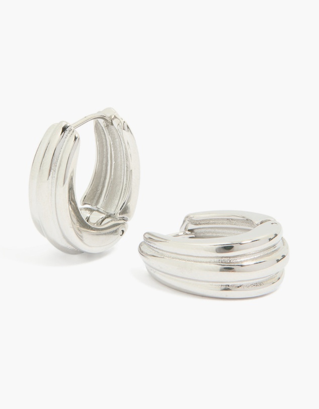 Lovisa - Waterproof Stainless Steel Hinge Hoop Indented Earrings