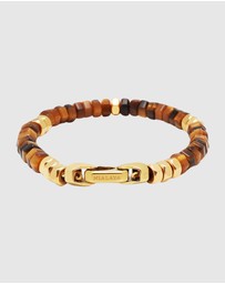 Nialaya Jewellery - Men's Hexagon Beaded Bracelet with Tiger Eye and Gold