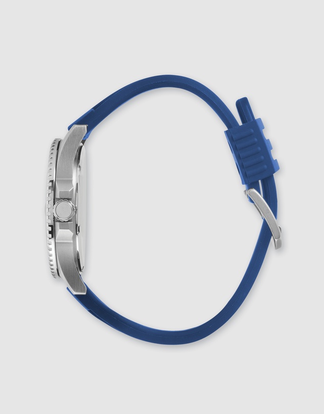 Maxum - Prince Blue Dial & Blue Silicone Band & Silver Tone Case
