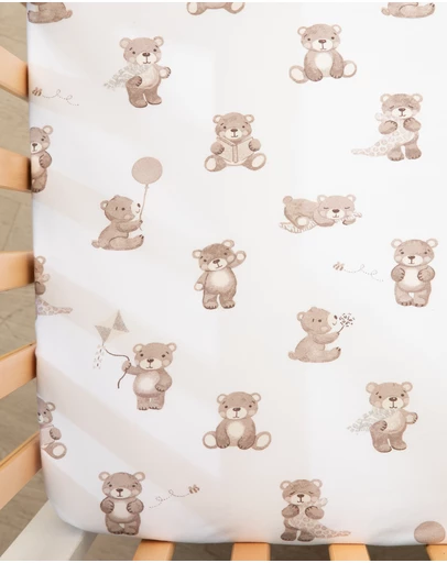 Living Textiles - 2 Pack Organic Cot Fitted Sheet - Cuddly Bear