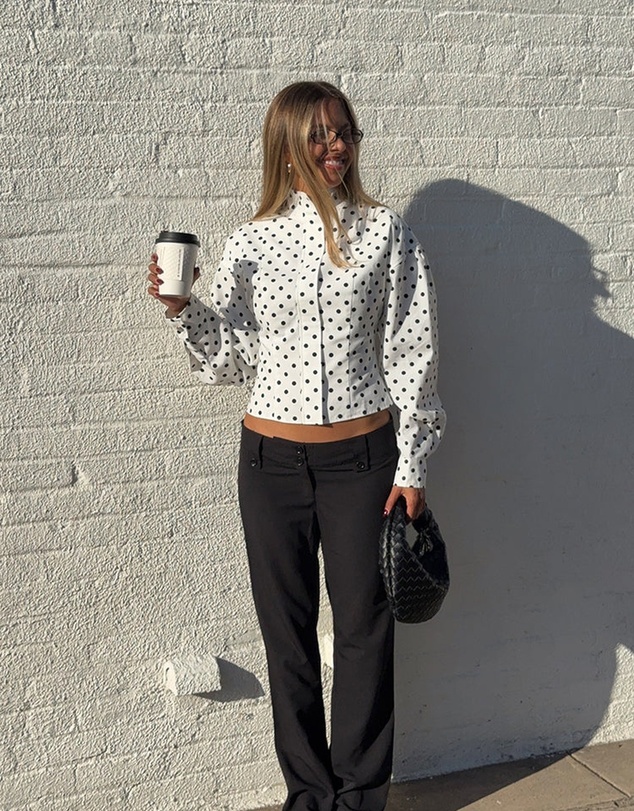Beginning Boutique - Front Page White Polka Dot Jacket