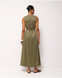 AERE - Jesse Linen V-Neck Midi Dress