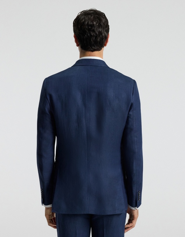 Calibre - Textured Linen Blend Blazer Denim Blue