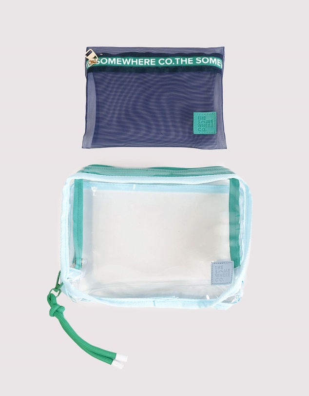 The Somewhere Co - Baby Blue & Green Cheeky Cosmetic Case