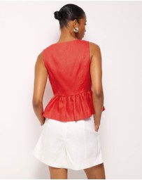 AERE - Kaia Linen Button Front Top