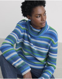 Seasalt - Seasalt Cornwall Blue Braque Roll Neck Jumper