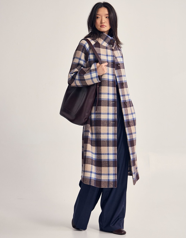 Oxford - Edi Checked Funnel Collar Coat
