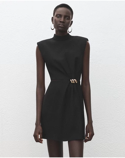 M.N.G - Dress With Metal Embellishment And Cut-Out