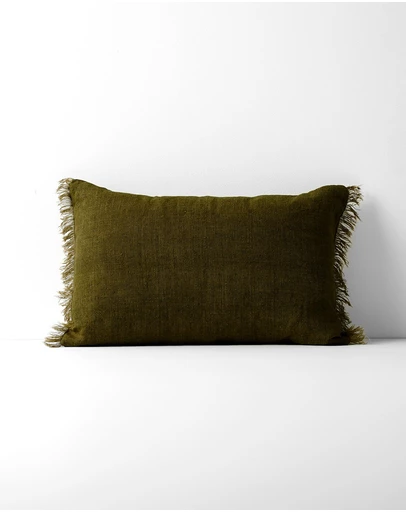 Aura Home - Vintage Linen Fringe Rectangle Cushion