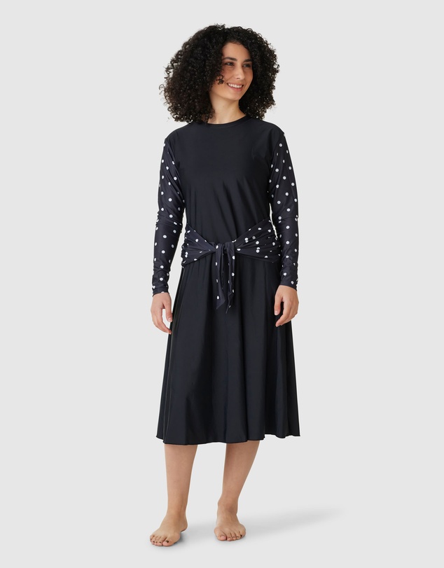 Modest Mermaid - Classic Dot tie front dress SPF50+