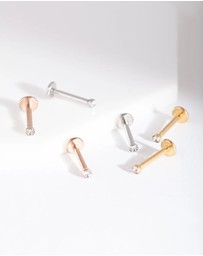 Lovisa - Mixed Metal Surgical Steel Flat Back Earring 6-Pack