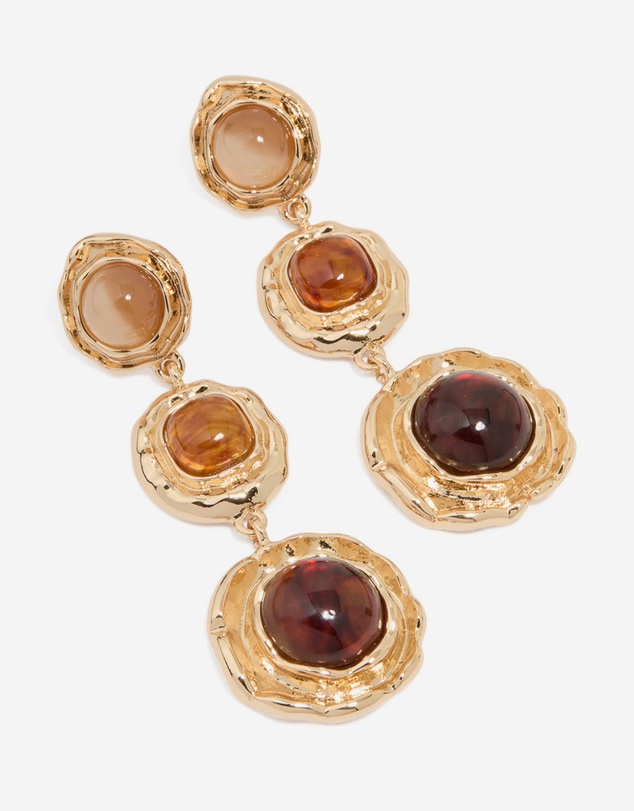Lovisa - Gold Stone Trio Molten Drop Earrings