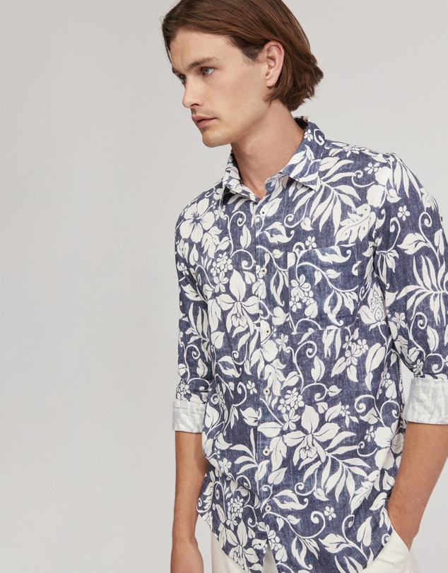Oxford - Holloway Linen Blend Printed Shirt