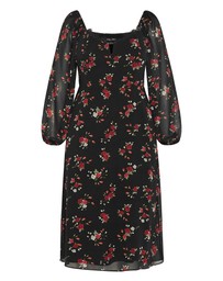 City Chic - Plus size Orla Print Midi Dress - black