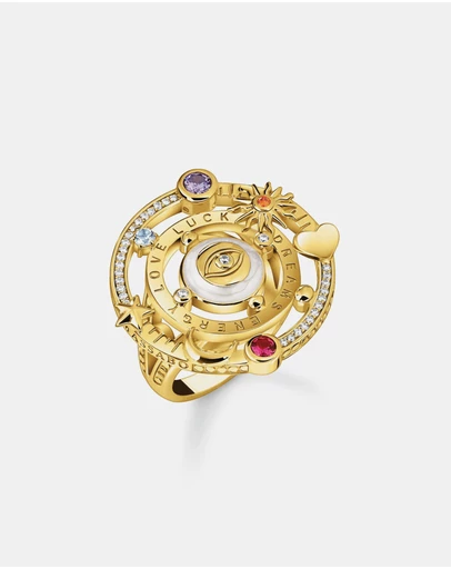 THOMAS SABO - Gold Cosmic Cocktail Ring with Half-Ball and Stones