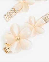 Lovisa - Gold Diamante Pave Double Flower Hair Clips 2-Pack