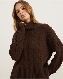 Atmos&Here - Orla Funnel Neck Chunky Cable Knit Jumper