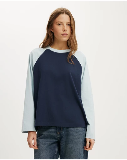 Cotton On - Boxy Raglan Long Sleeve Tee