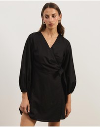 Atmos&Here - Lisa Linen Blend Wrap Mini Dress