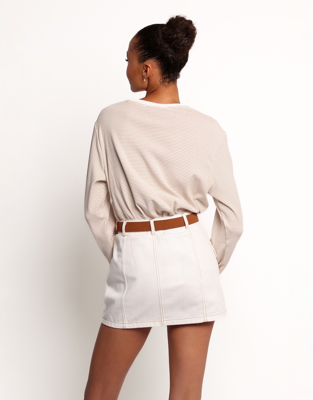 Petal & Pup - Ruva Long Sleeve Tee - Beige White Stripe