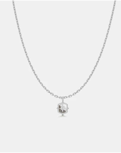 Ania Haie - Ania Haie Silver Colour-Block Mother of Pearl Star Necklace