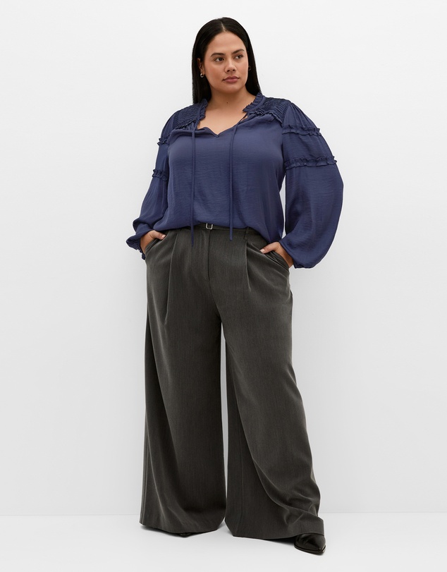 City Chic - Plus size Drama Queen Long Sleeve Shirt - navy