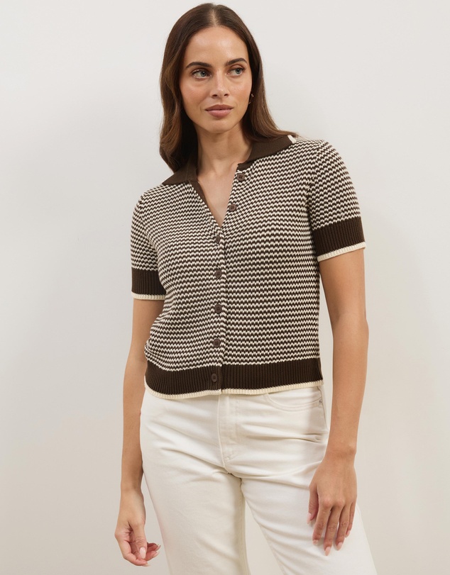 Atmos&Here - Nova Short Sleeve Stripe Knit Top