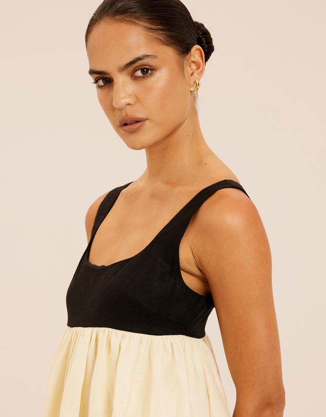 AERE - Delilah Gathered Linen Mini Dress