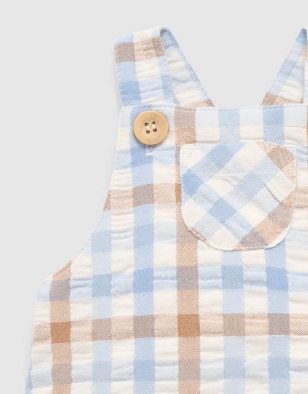 Purebaby - Check Overall-Kids-Babies