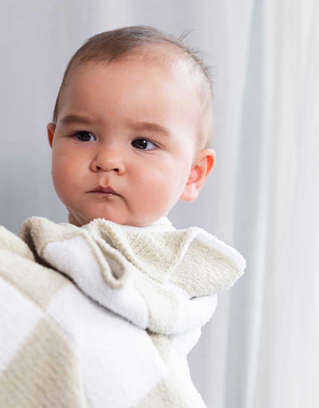 Living Textiles - Chenille Blanket - Checkered Taupe