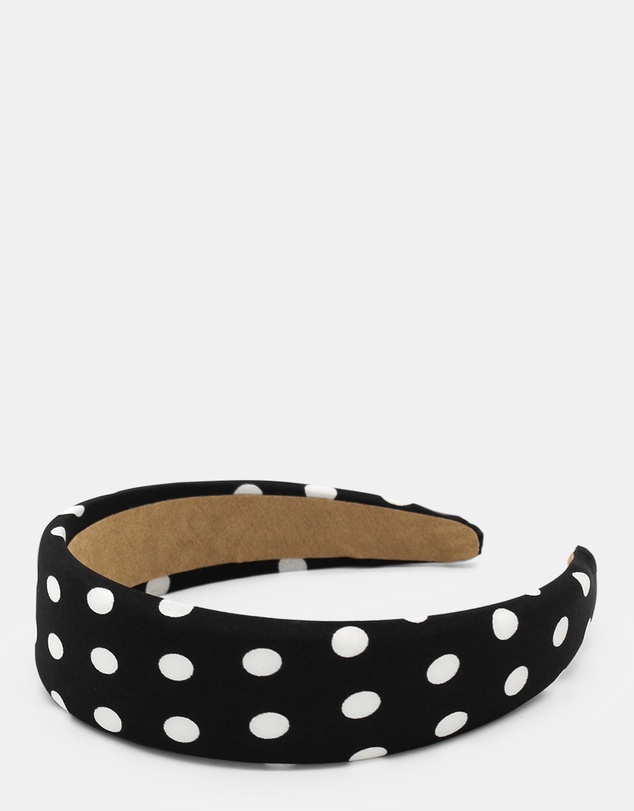 Morgan & Taylor - Sloane Headband in Black with White Polka Dots