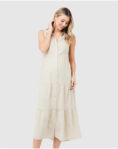 Ripe Maternity - Tracy Tiered Linen Dress