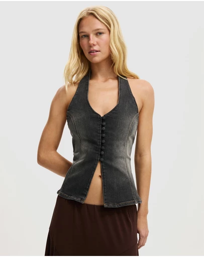 Cotton On - Juno Denim Halter Top