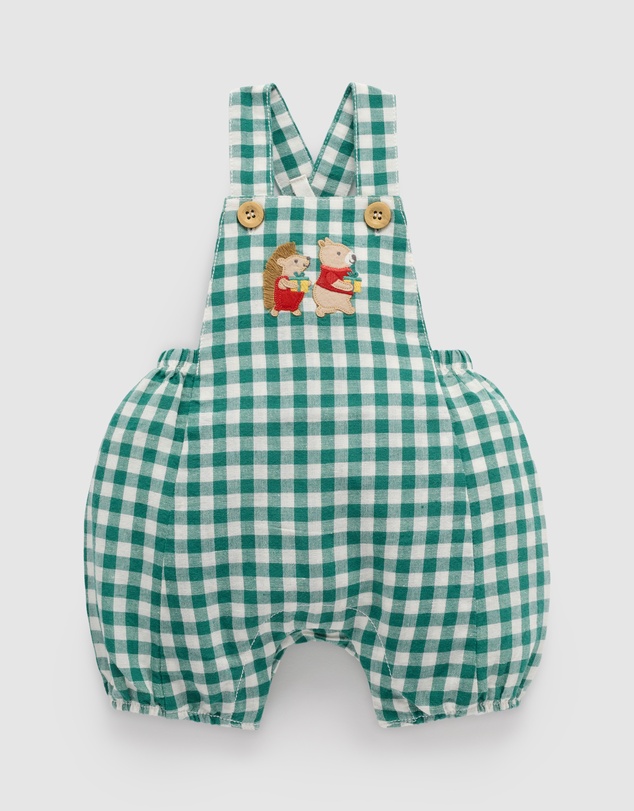 Purebaby - Gingham Overalls Christmas -Kids-Babies
