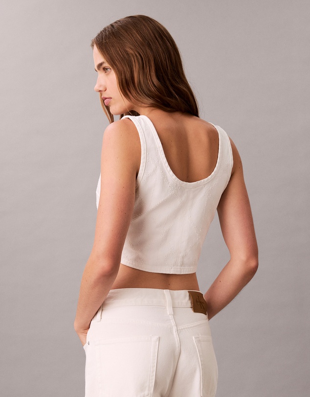 Calvin Klein Jeans - Denim Allover Monogram Cropped Tank Top