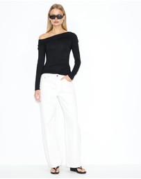 Dazie - Into The Night One Shoulder Jersey Long Sleeve Top