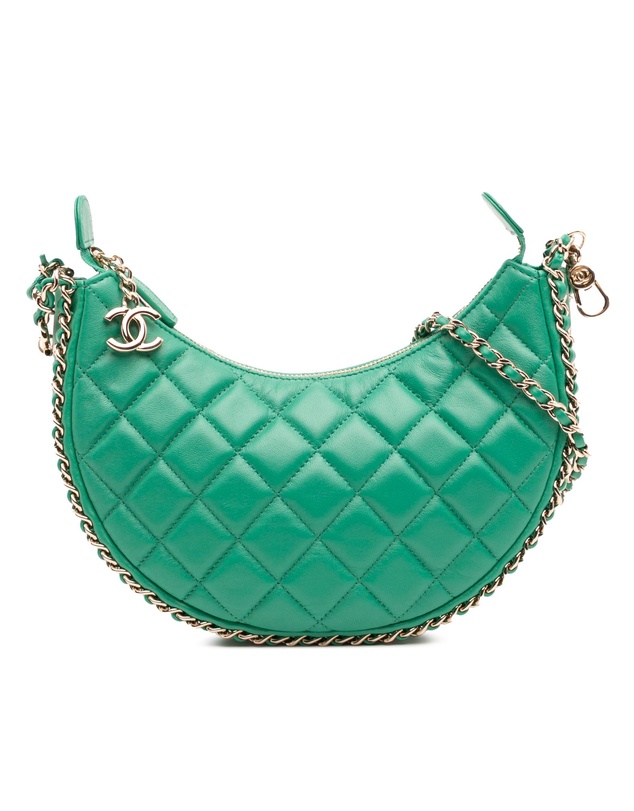 Pre-Loved by Azura Reborn - Pre-Loved Small Quilted Lambskin Chain Around Hook Hobo Bag