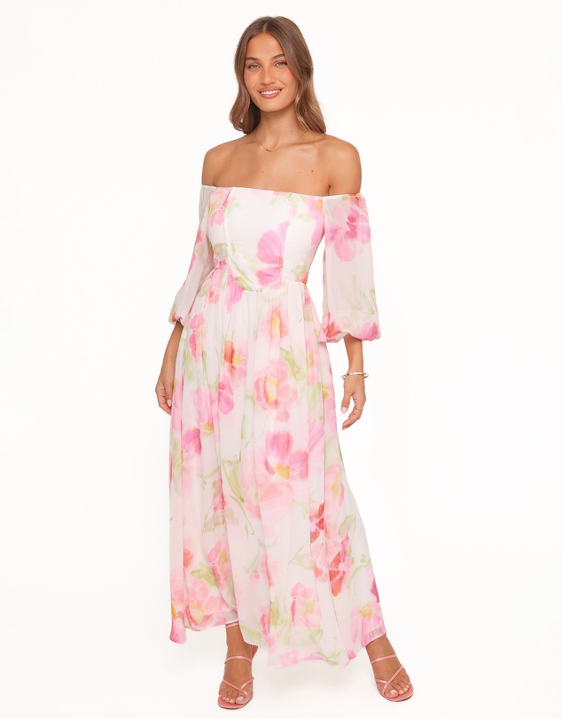 Petal & Pup - Chantel Off Shoulder Maxi Dress - Pink Garden Floral
