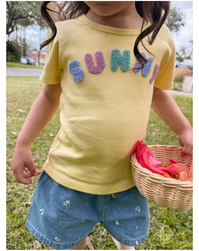 Purebaby - Denim Embriodered Shorts-Kids-Babies