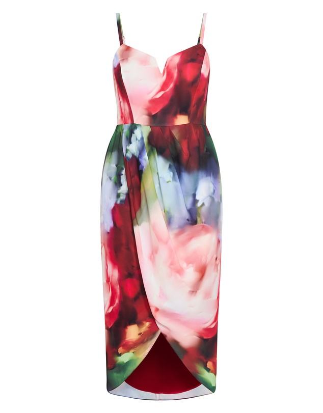 City Chic - Sassy Floral Print Tulip Midi Dress