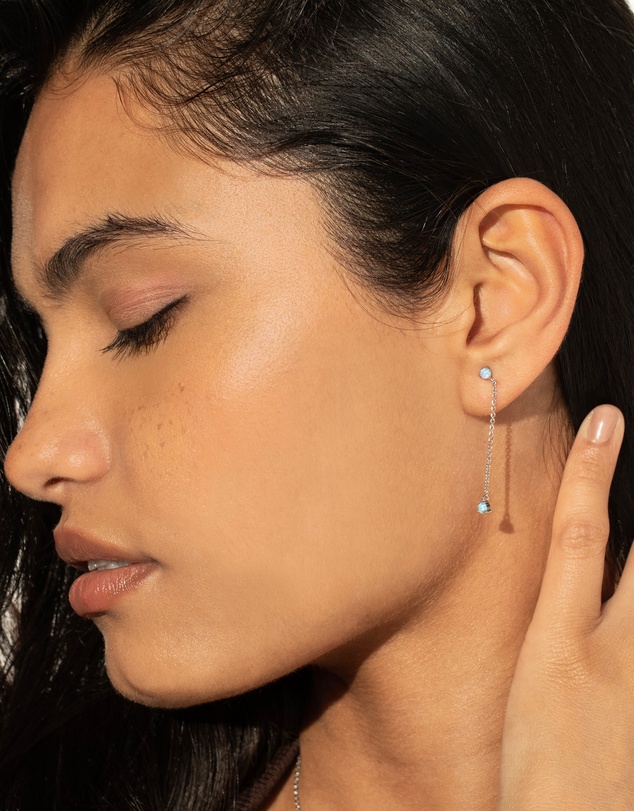 Mestige - Bello Blue Opal Earrings - Silver Plated