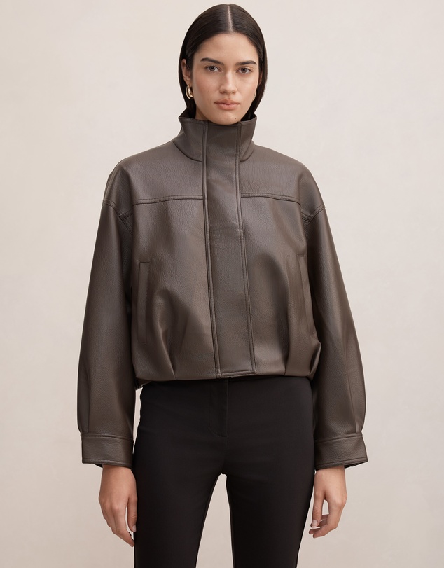 Forever New - Shay Faux Leather Funnel Neck Bomber Jacket